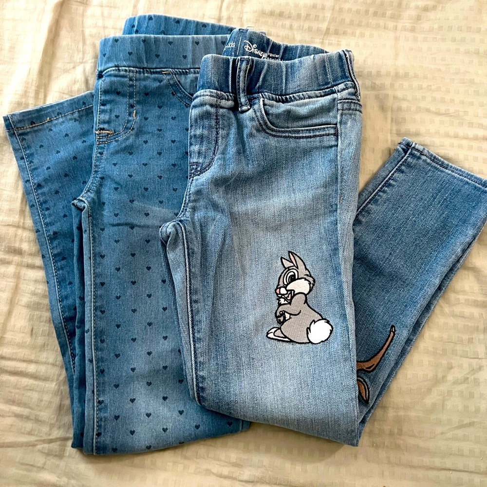 Gap Kids Disney Bambi and Cat and Jack Hearts Print Legging Jeans